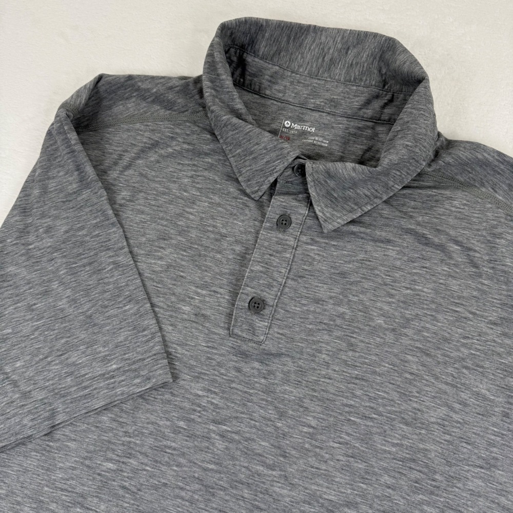Marmot Mens Gray Heather Performance Polo Shirt XL Q43520 Short Sleeve Hiking